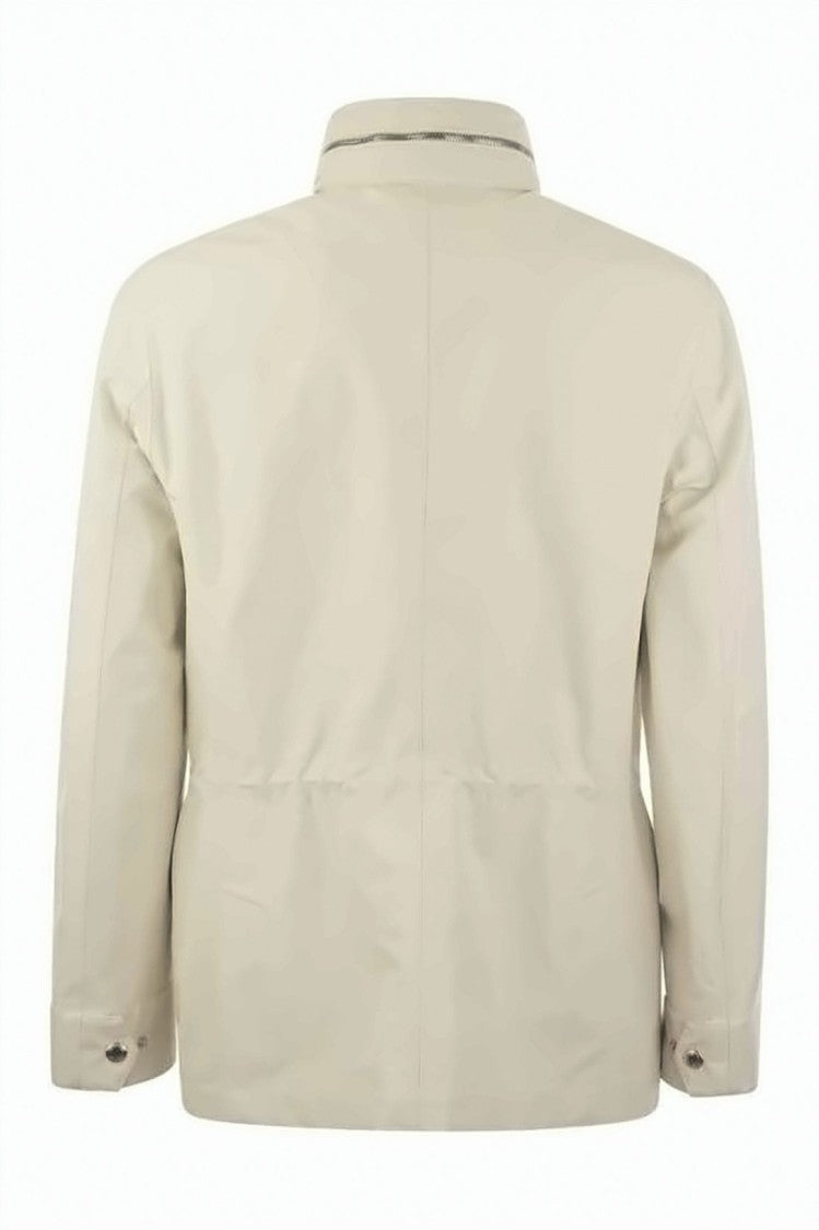 Brunello Cucinelli Structured Linen And Silk Blend Jacket With High Collar