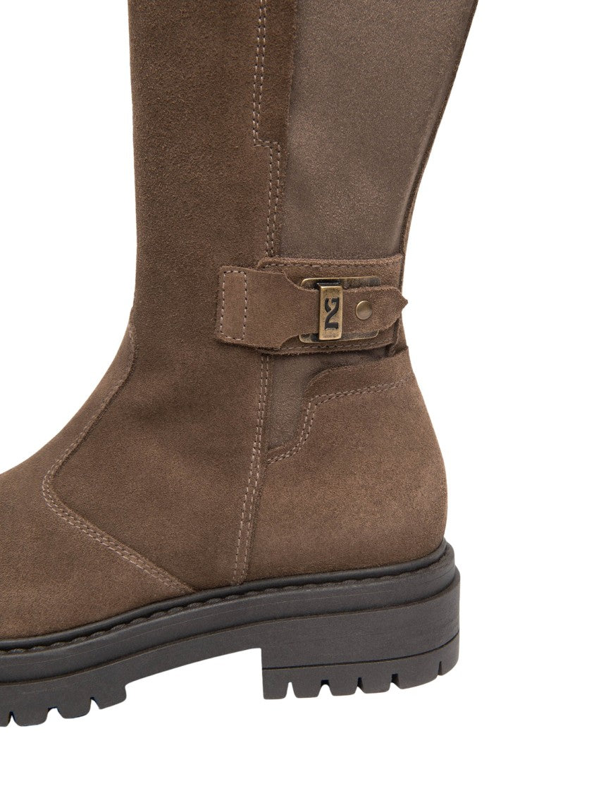 Nero Giardini Alcantara Spago Leather Technical Ankle Boots