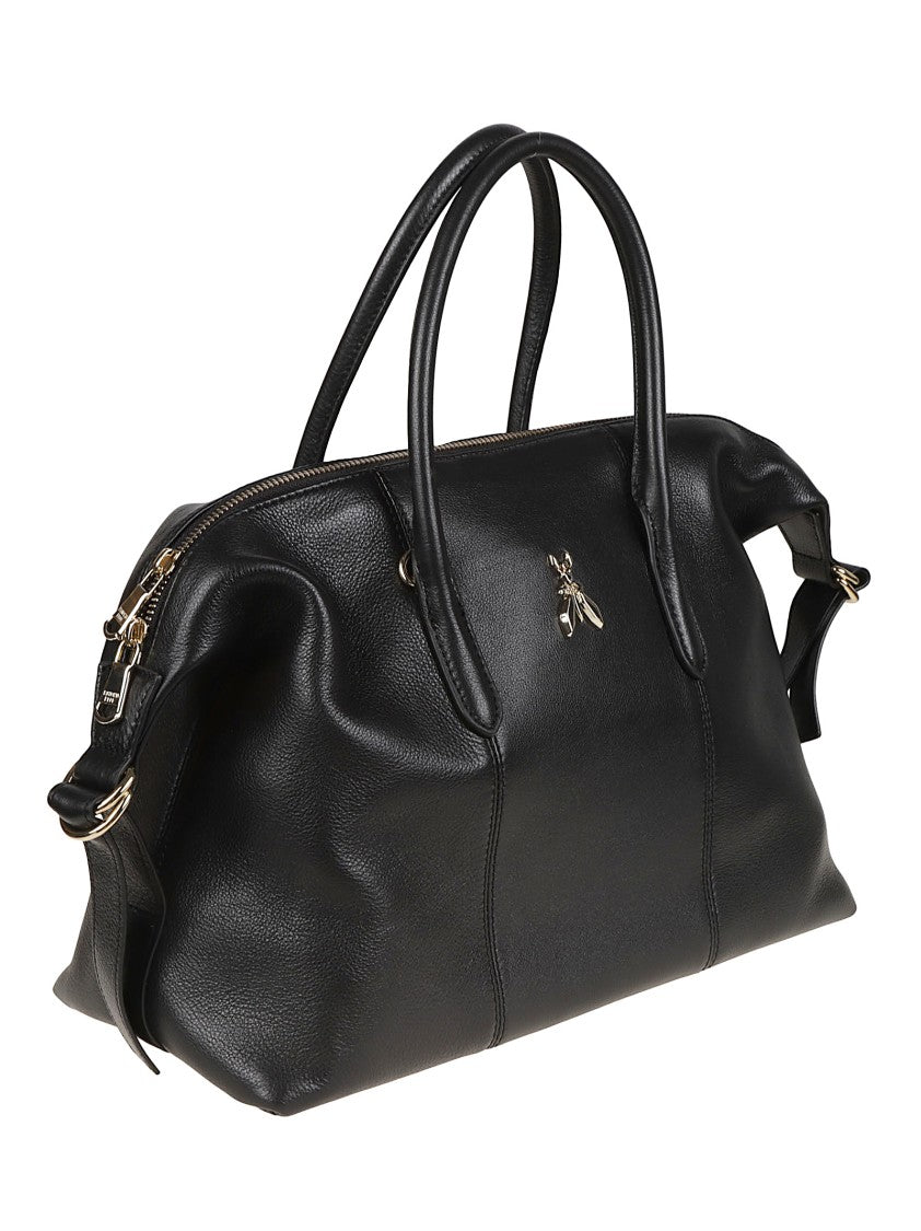 Patrizia Pepe Black Structured Calf Leather Top Handle Bag