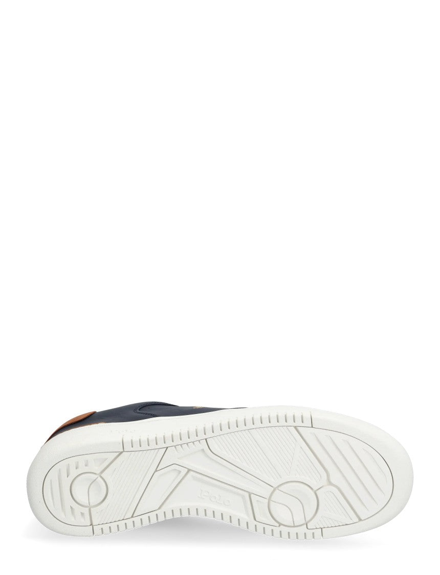 Polo Ralph Lauren Navy Leather Low-Top Sneakers With White Accents
