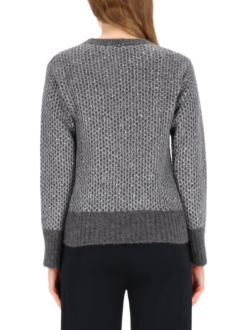 Herno Textured Knit Sweater With Round Neckline And Ribbed Finish
