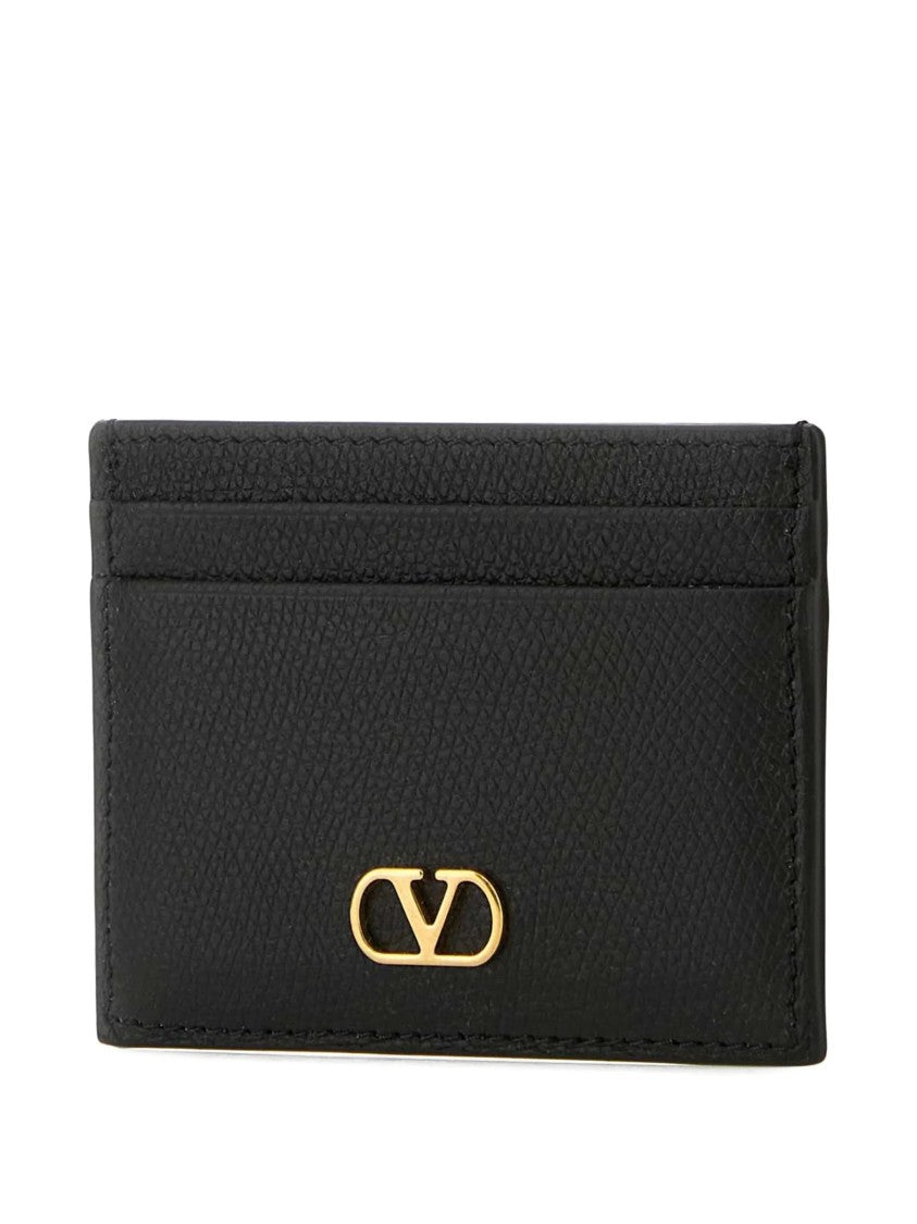 Valentino Textured Leather Card Holder Vlogo Wallet