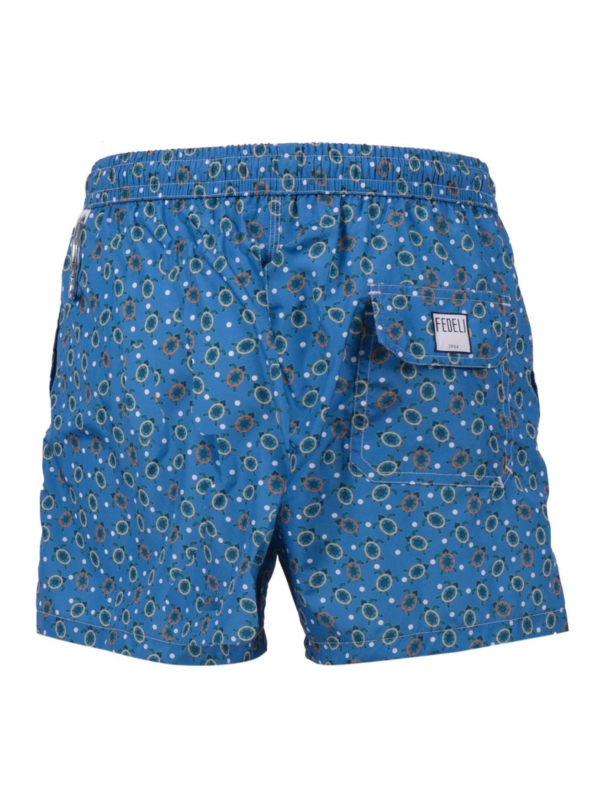 Fedeli Vibrant Blue Playful Motif Swim Shorts
