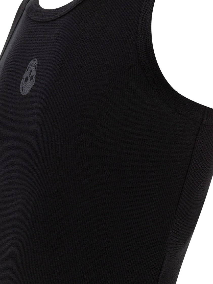 Alexander Mcqueen Black Ribbed Tank Top