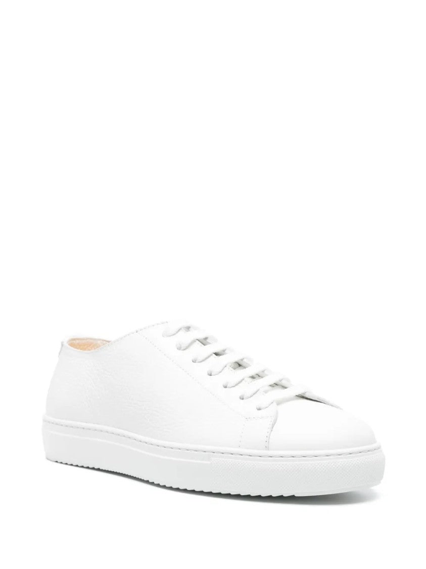 Doucal's Minimalist White Leather Sneakers With Cushioned Insole