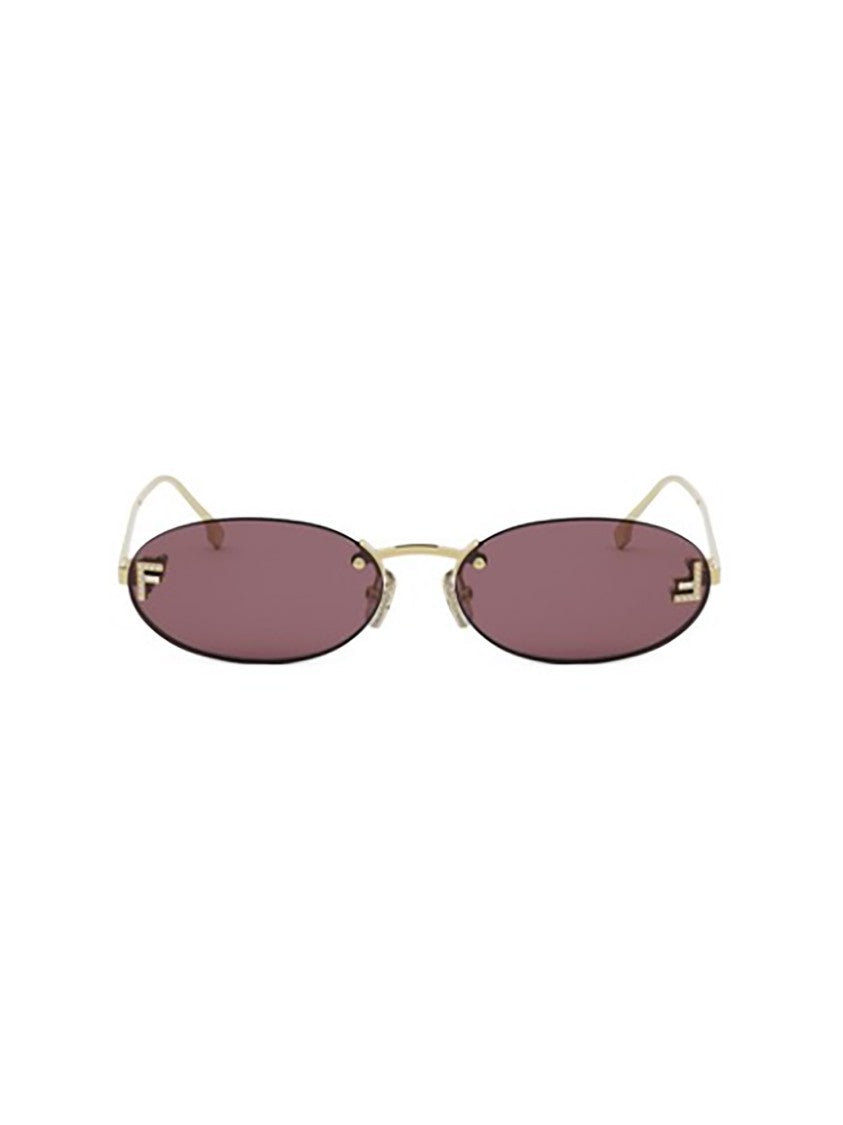 Fendi Oval Deep Purple Tinted Sunglasses With Gold Metal Frame