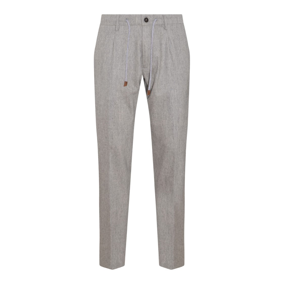 Eleventy Mélange Tapered Straight-Leg Pants Elastic Waistband Wool-Blend - Grey