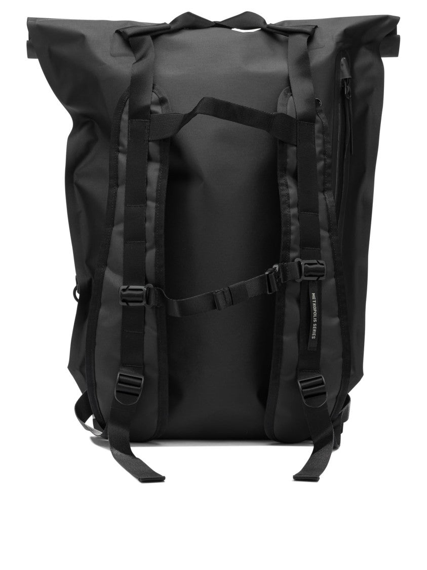C.P. Company Black Polyamide Backpack With Roll-Top Closure And Elastic Cord