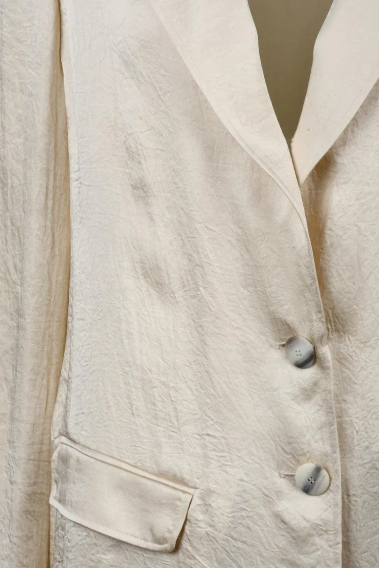 Marella Monochrome Seltz Satin Blazer Jacket - Beige