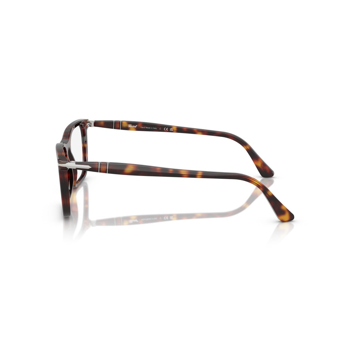Persol 0Po3358v Rectangular Tortoiseshell Eyeglasses With Metallic Accents