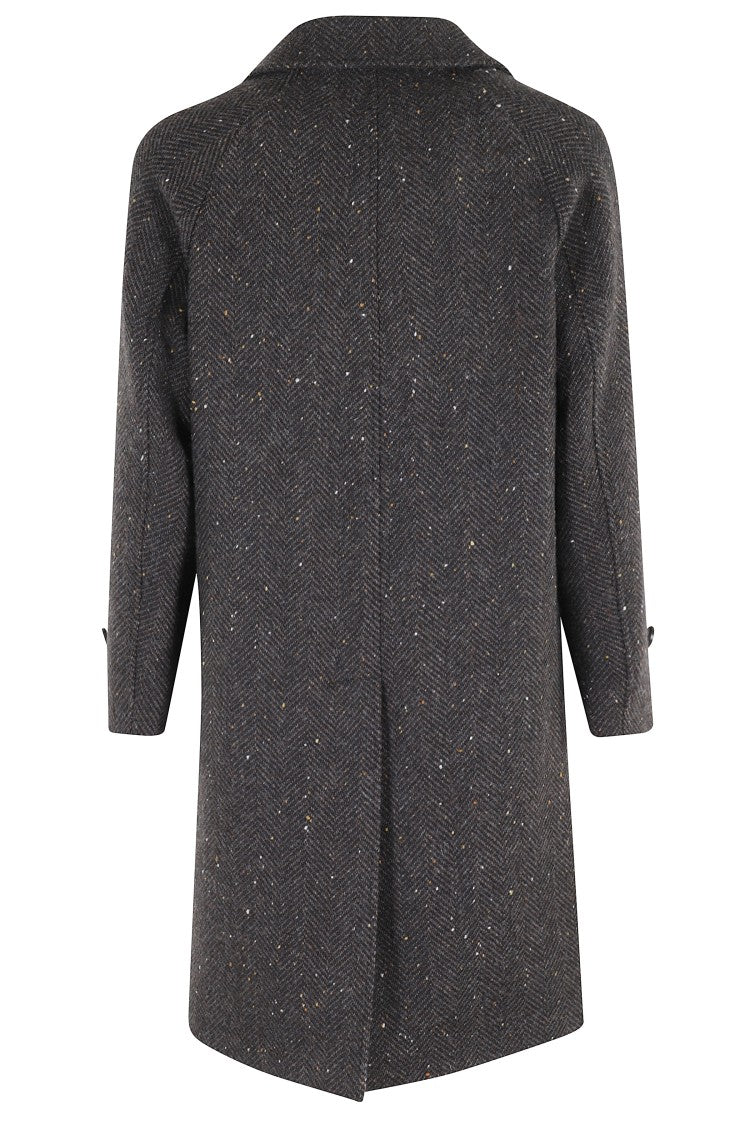 Breras Milano Structured Dark Brown Wool Blend Coat