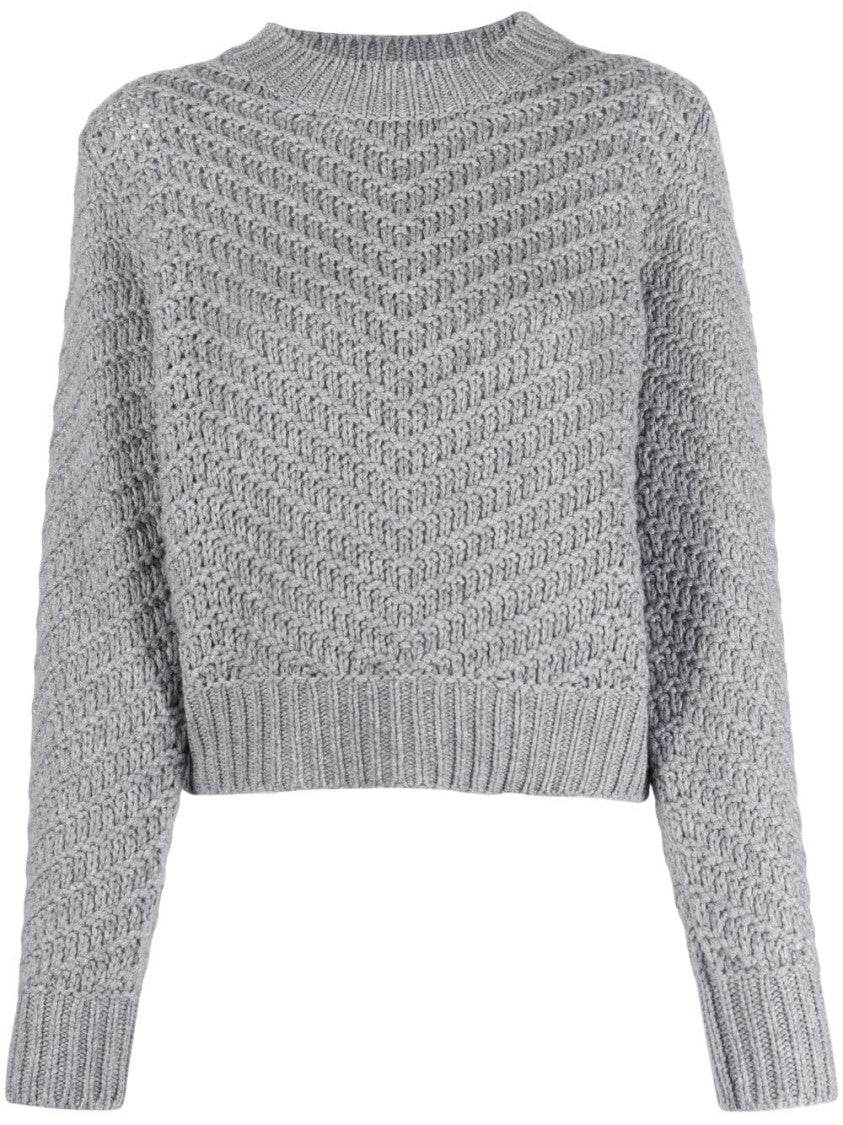 Fabiana Filippi Cashmere Knitwear With Textured Chevron Pattern And Cropped Fit
