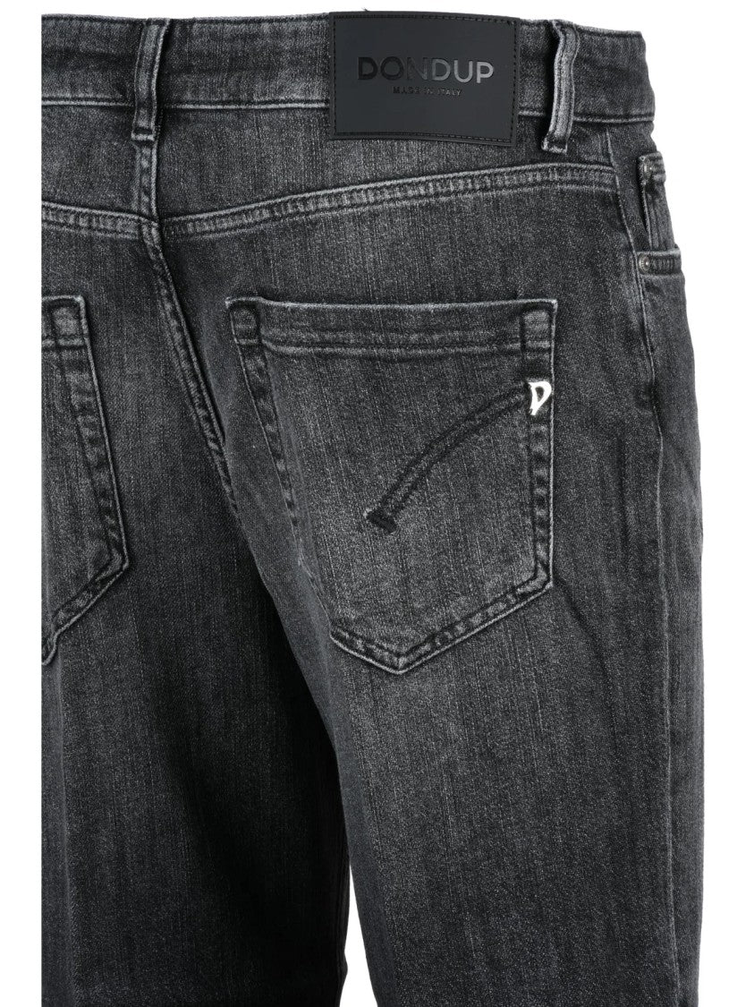 Dondup Black Koons Jewel Button Cotton Jeans