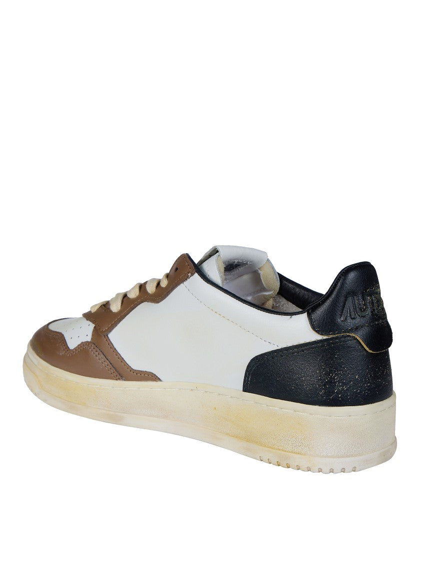 Autry White Brown Overlays Low-Top Sneakers