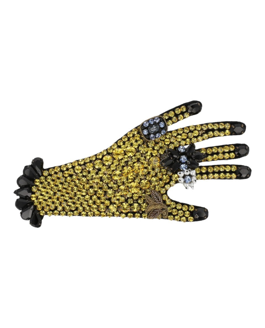 Gucci Crystal-Embellished Hand Brooch With Intricate Detailing