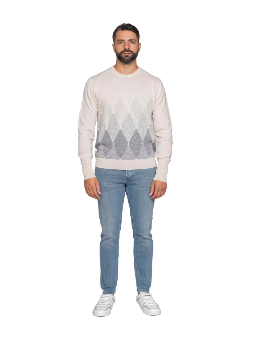 Ballantyne Argyle Pattern Long-Sleeve Crew Neck Sweater