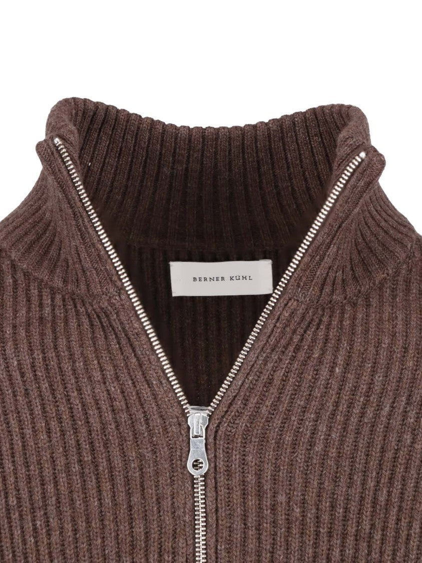 Berner Kuhl Brown Shrunk Wool-Blend Knit Zip-Through Knit