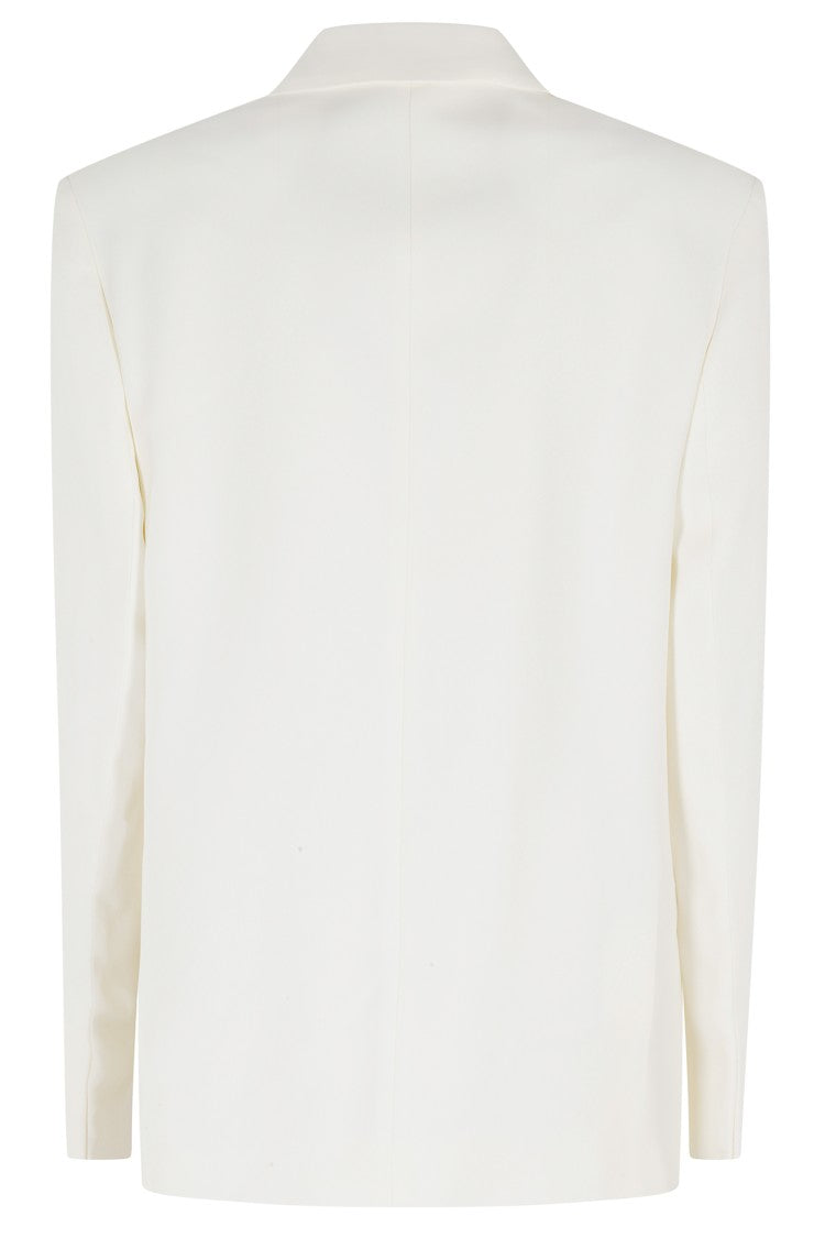 Victoria Beckham White Double-Breasted Tailored Viscose Blazer