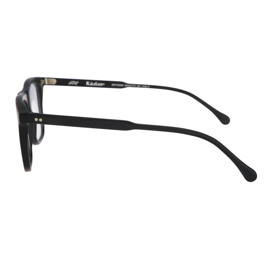 Kador Greg Matte Black Rectangular Frame Eyeglasses With Metallic Details