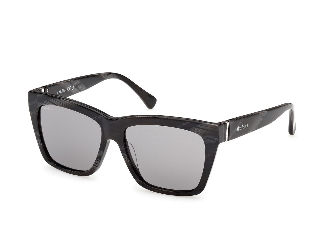 Max Mara Marbled Black Mm0193 Oversized Square Acetate Sunglasses