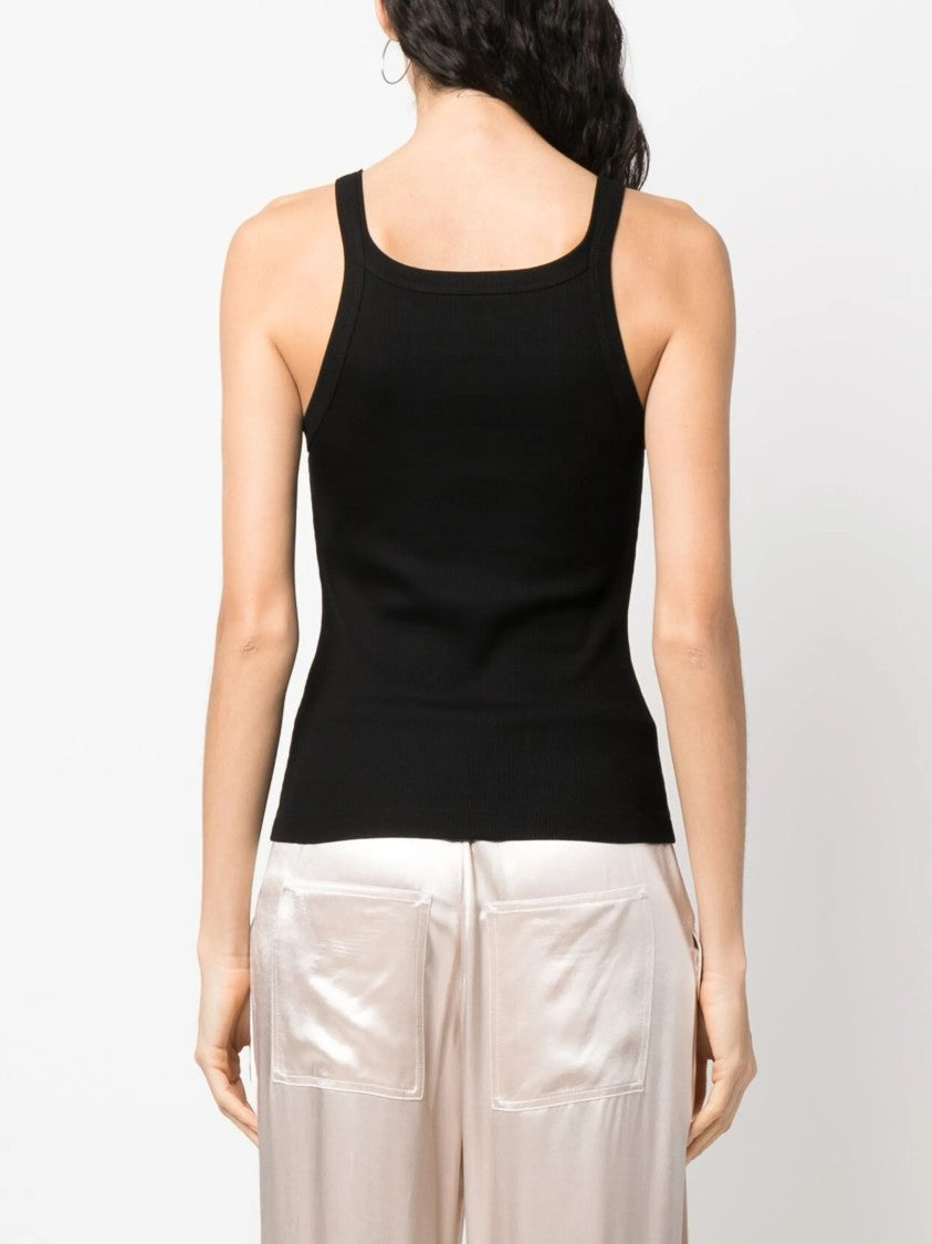 Fendi Ribbed Cotton Jersey Square Neck Tank