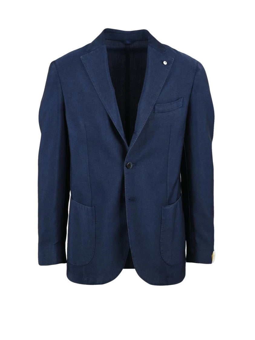 L.B.M. 1911 Blue Wool Mohair Wool Rounded Blazer