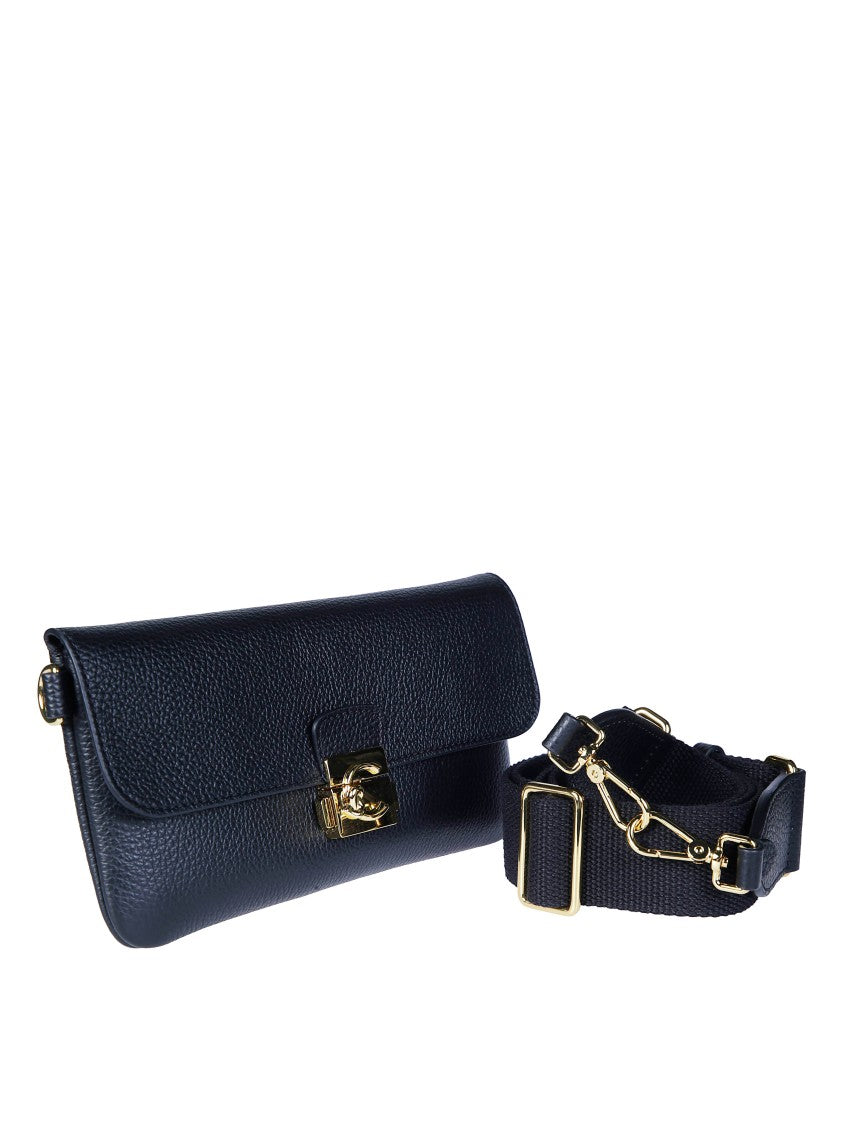Coccinelle C-Me Lock Textured Leather Clutch