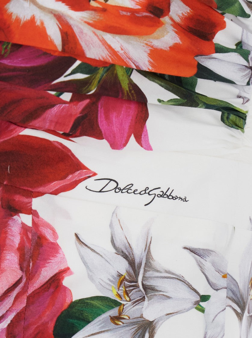 Dolce & Gabbana Multicolor Midi Dress With Wide Neckline