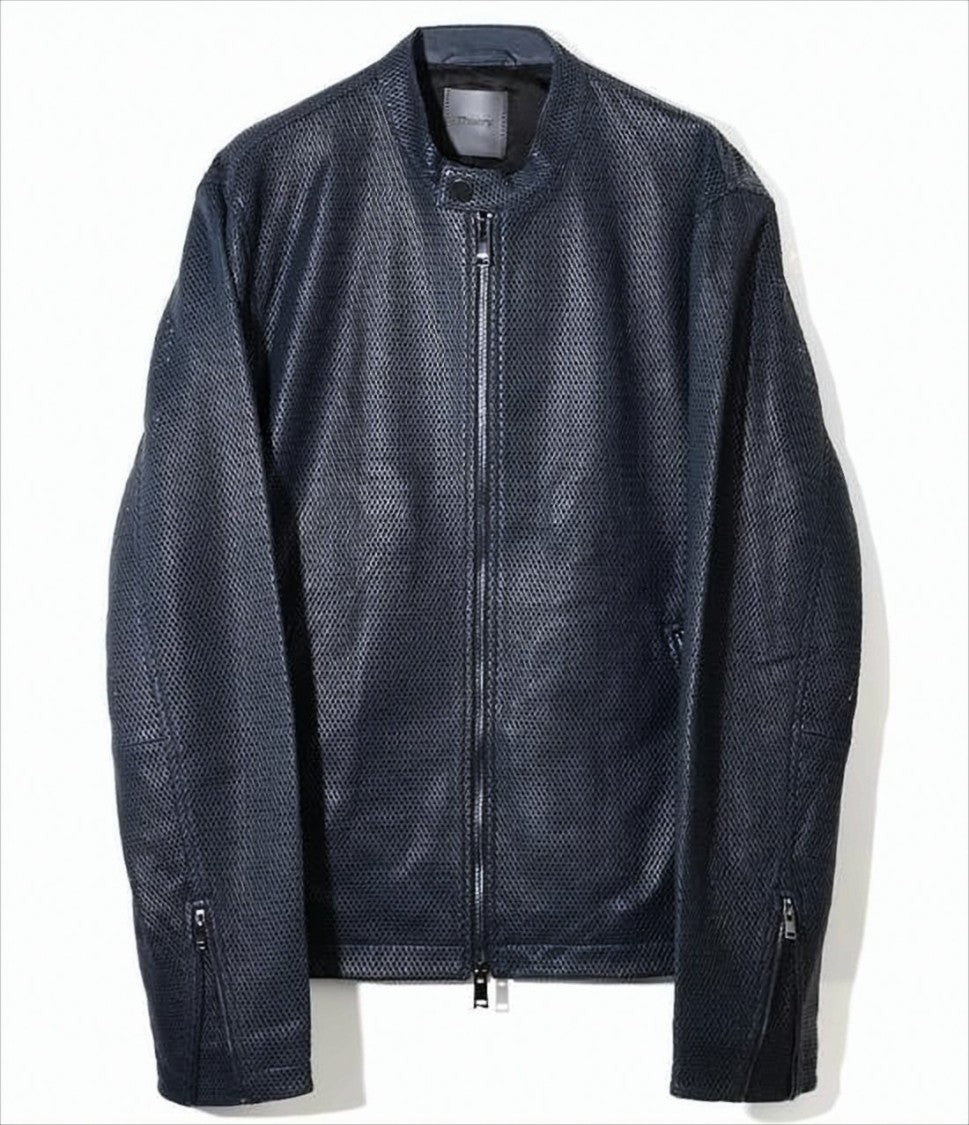 Theory Perforated Leather Jacket With Minimalist Design