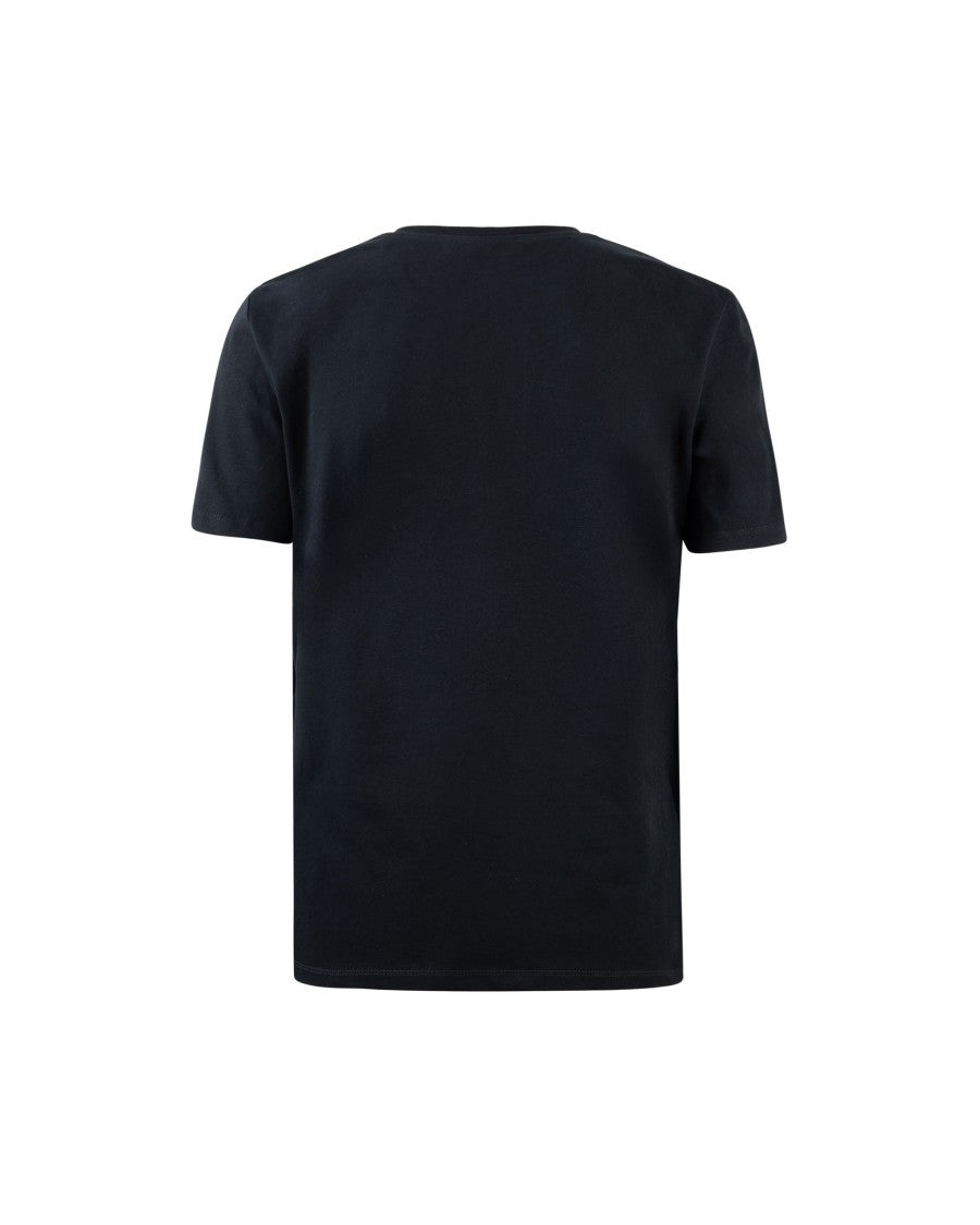 Elisabetta Franchi Black Cotton Jersey T-Shirt With Necklace Detail