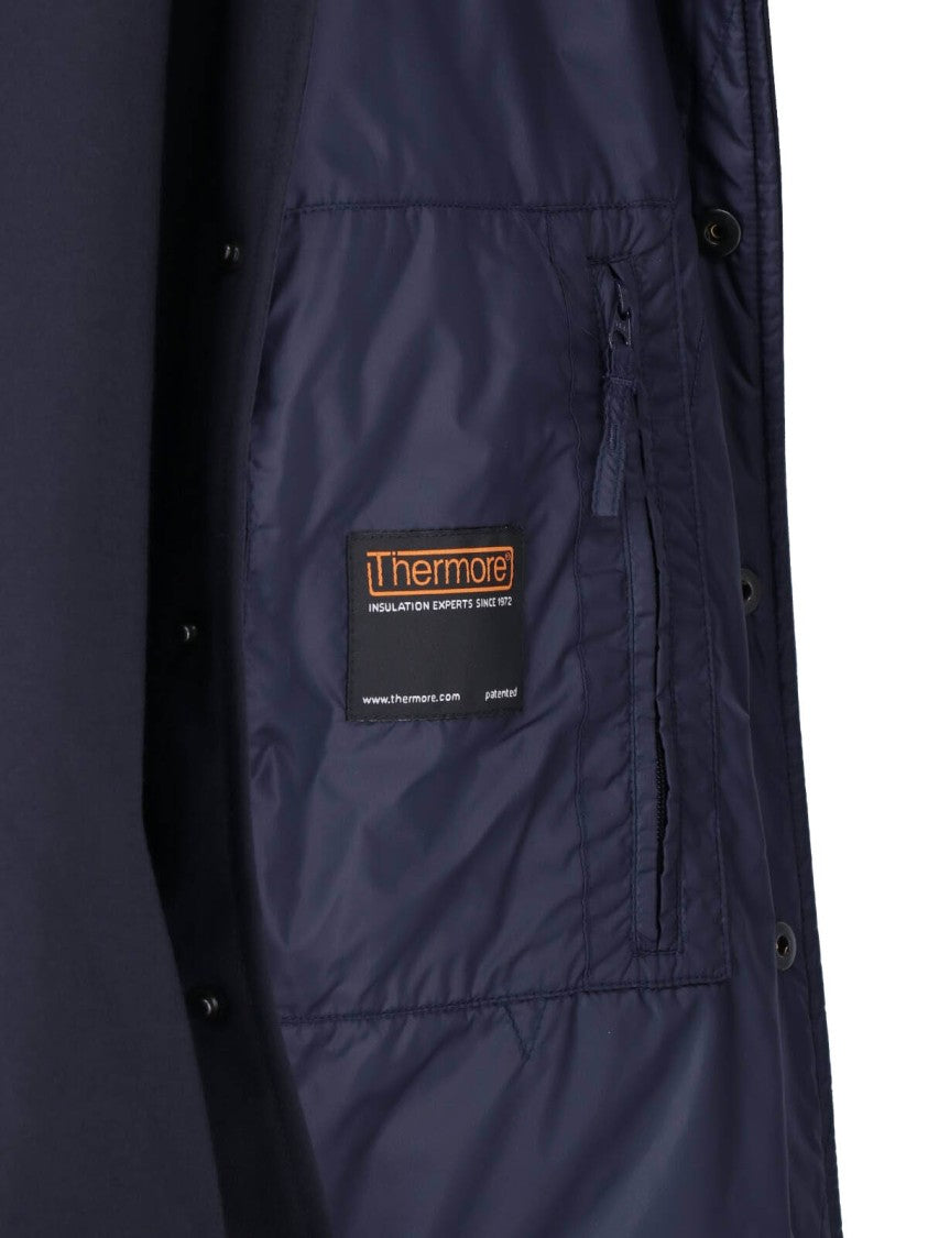 Aspesi Blue Pointed Collar Virgin Wool-Blend Shirt