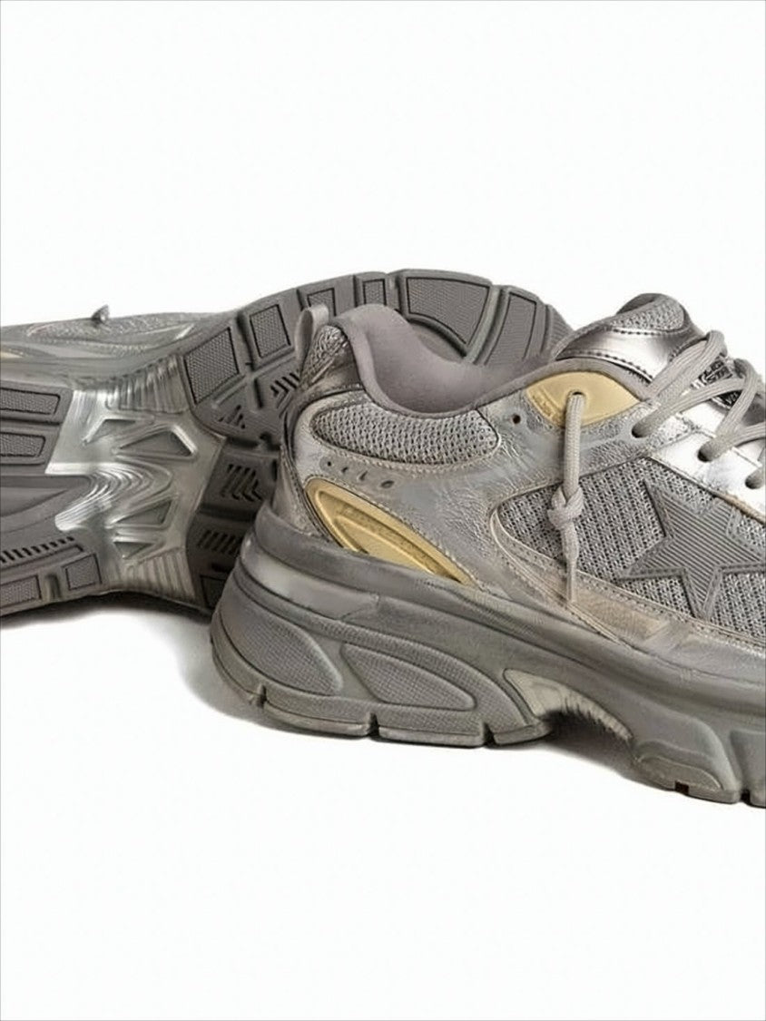 Golden Goose Textured Layered Sneakers With Padded Collar