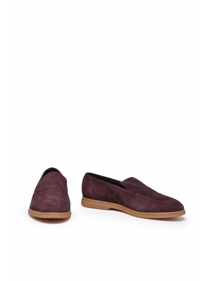 Eleventy Red Vibrant Burgundy Rubber Sole Suede Loafers