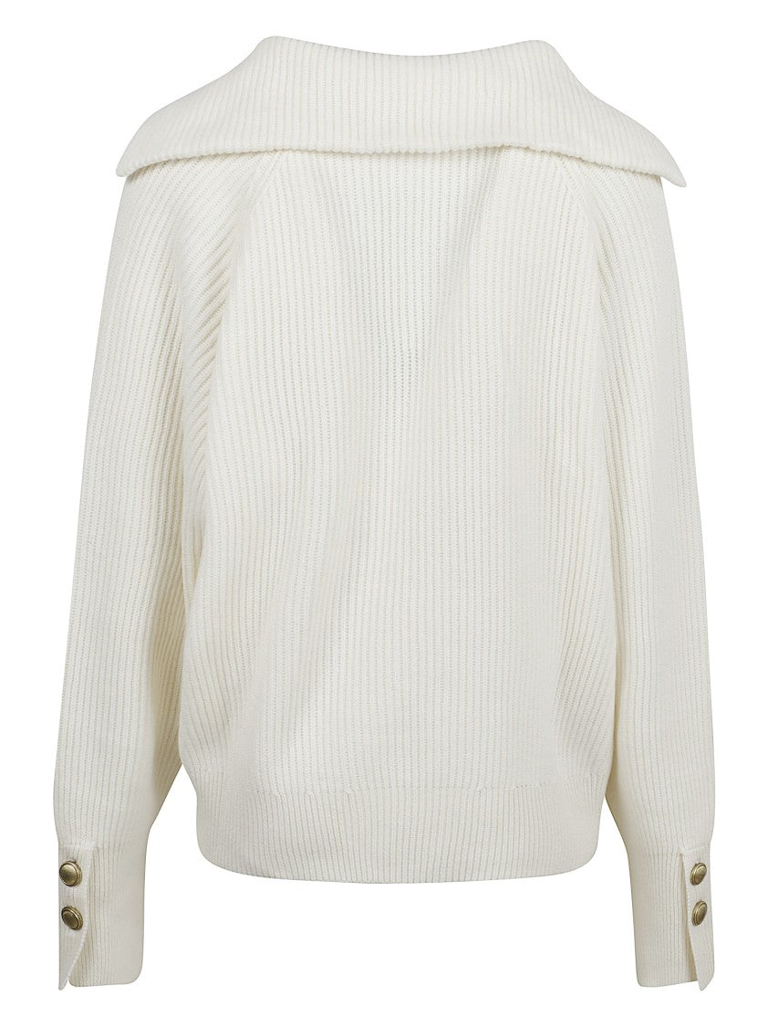 Brunello Cucinelli Ribbed Knit Sweater With Wide Collar