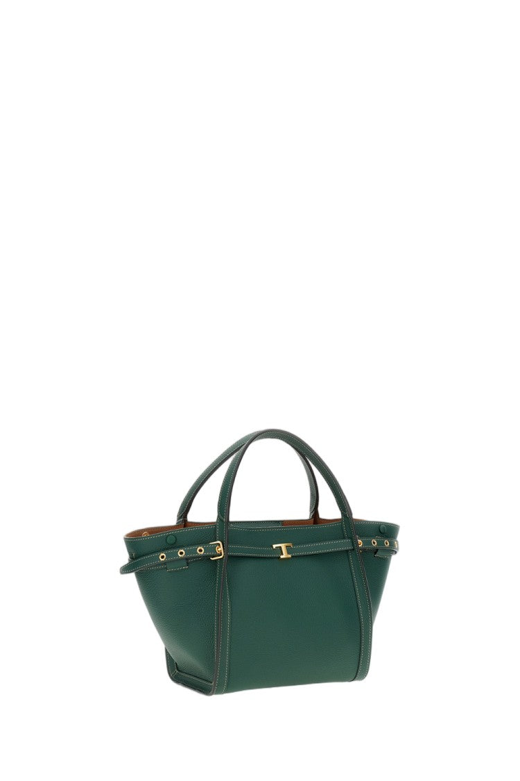 Tod's Structured Calfskin Tote Bag With Personalized Metal T
