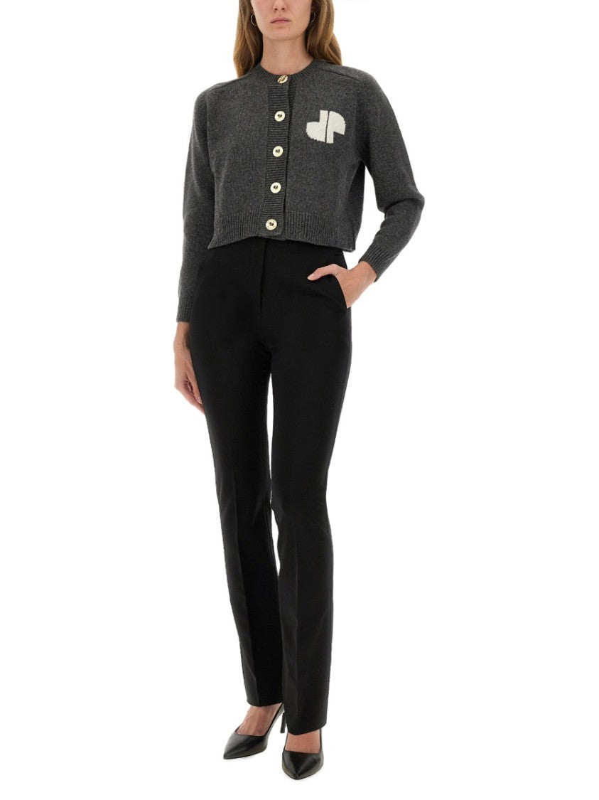 Patou Cropped Cardigan With Round Neckline And Logo Detail