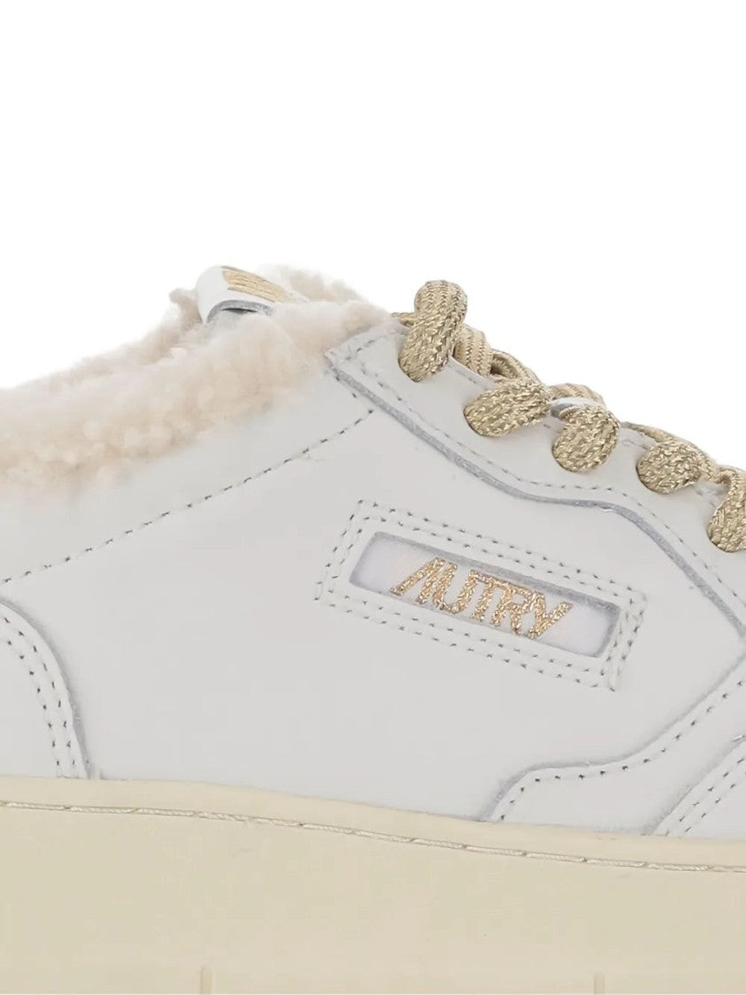 Autry Medalist Shearling-Trimmed Leather Sneakers