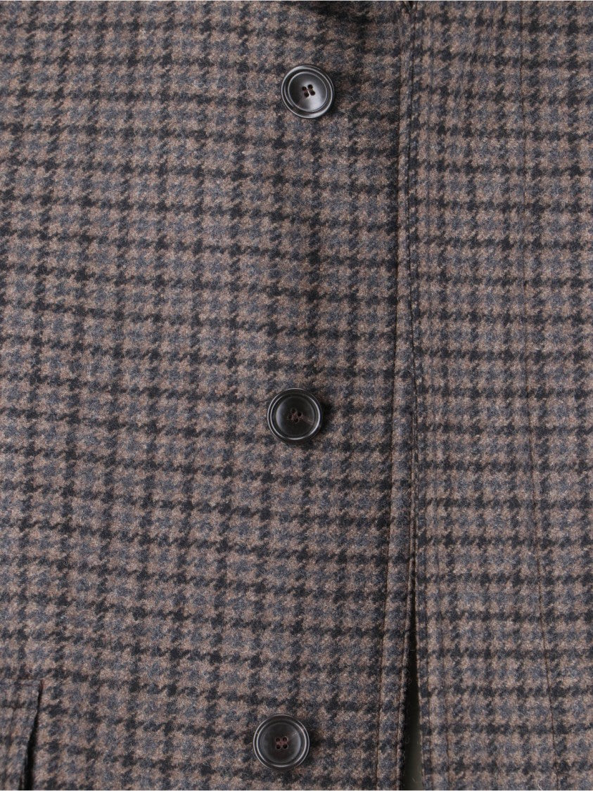 Tagliatore Houndstooth Pattern Jacket With Structured Collar And Flap Pockets