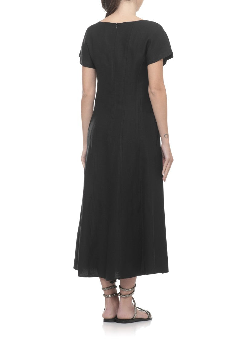 Antonelli Firenze Flowing Maxi Dress With Subtle Vertical Seam Detailing