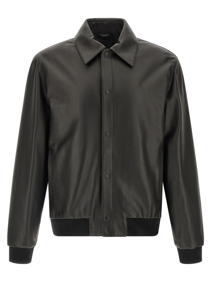 Fendi Smooth Leather Blouson With Ribbed Knit Details