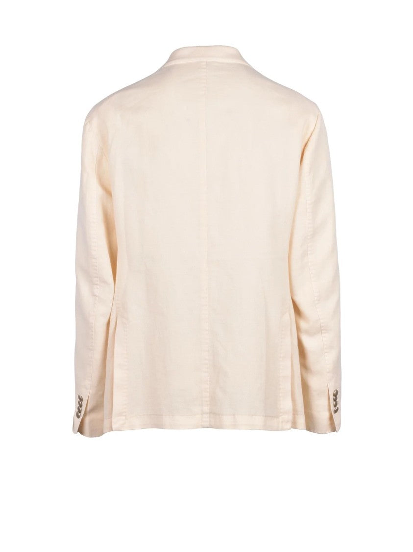 L.B.M. 1911 Cream Cotton Ramie Double-Breasted Jacket