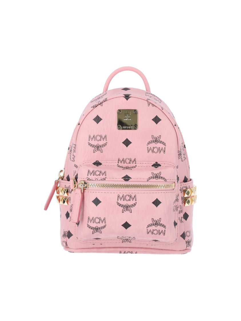 Mcm Pink Stark Visetos Monogram Backpack