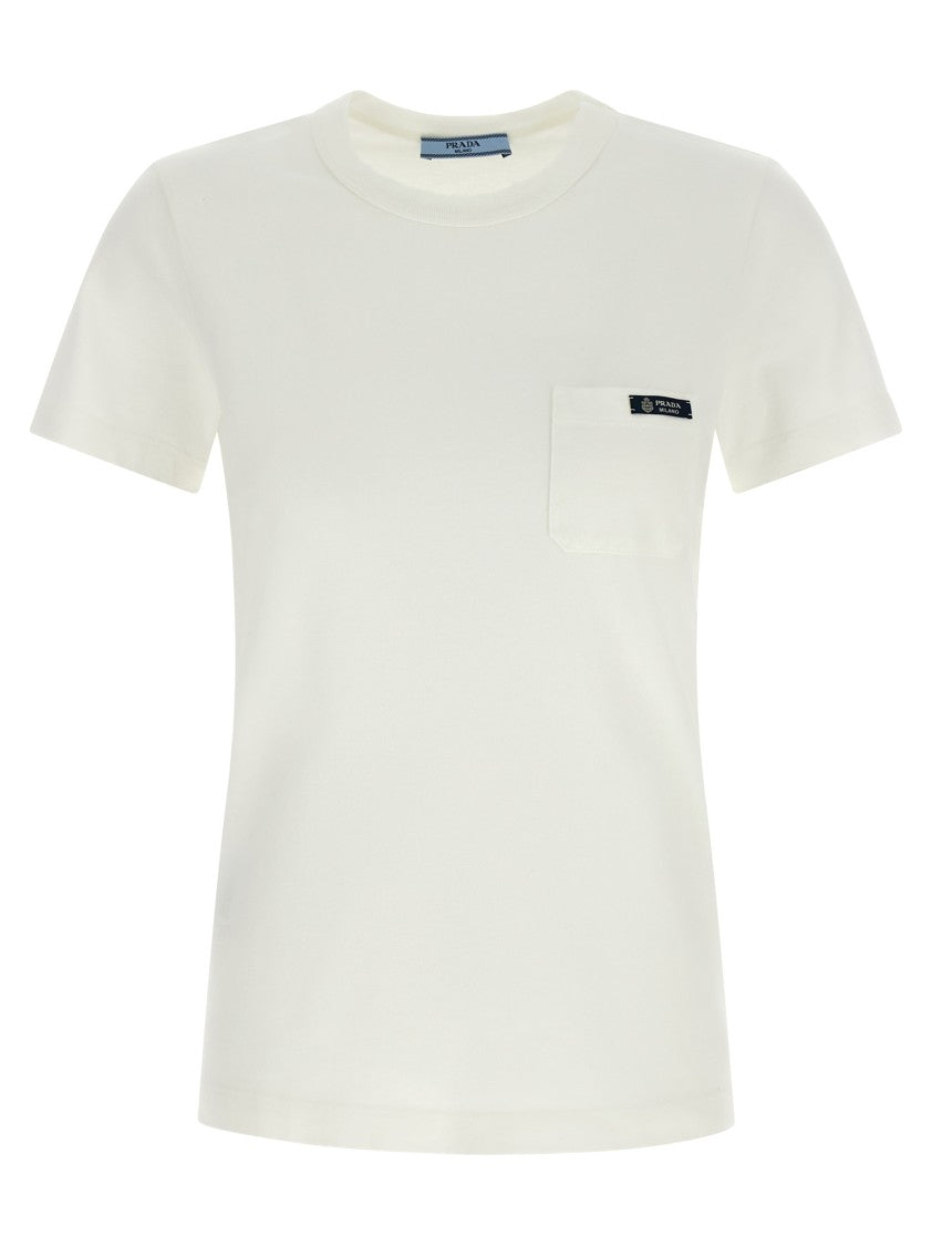 Prada Used-Effect Cotton Jersey T-Shirt With Logo Patch Pocket