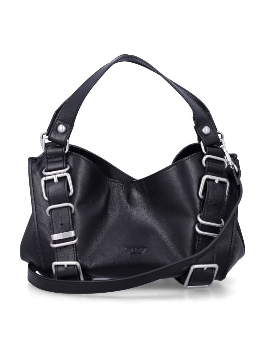 Diesel Sleek Black Handbag With Dual Top Handles And Adjustable Strap