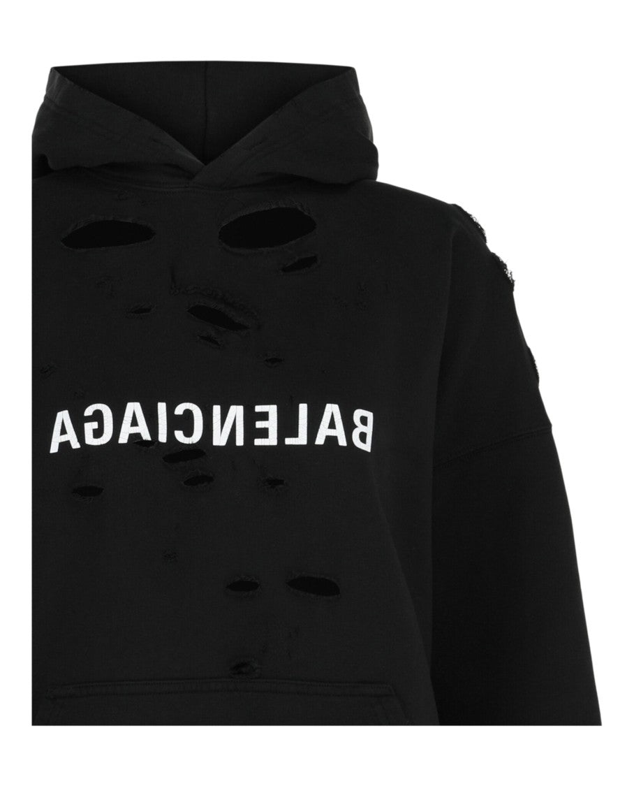 Balenciaga Mirror Distressed Cotton Hoodie