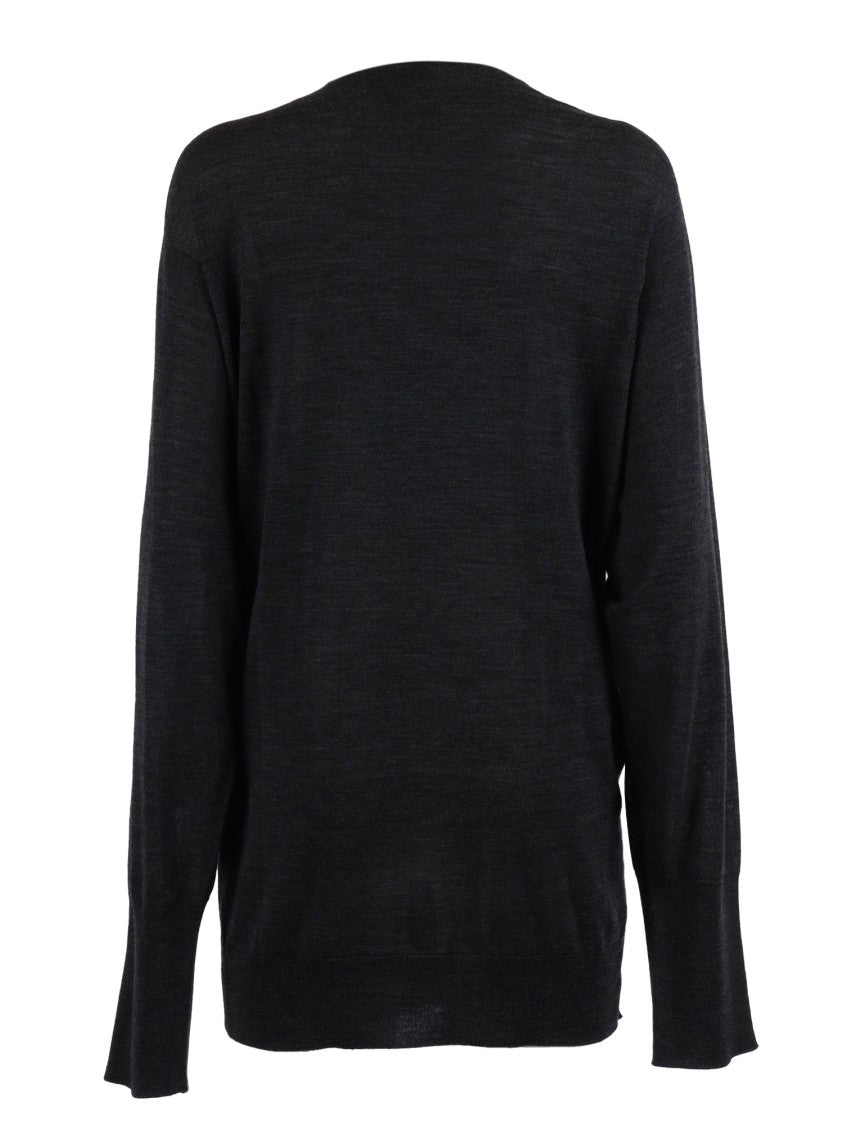 Alberta Ferretti Long-Sleeved Knit Top With Fabric Rosette Detail