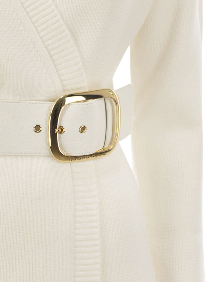 Elisabetta Franchi Viscose Manteau Dress With Maxi Buckle