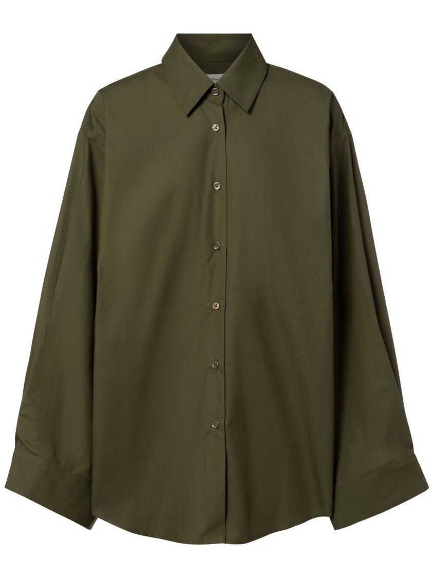 The Frankie Shop Military Green Curved Hem Casual Shirt