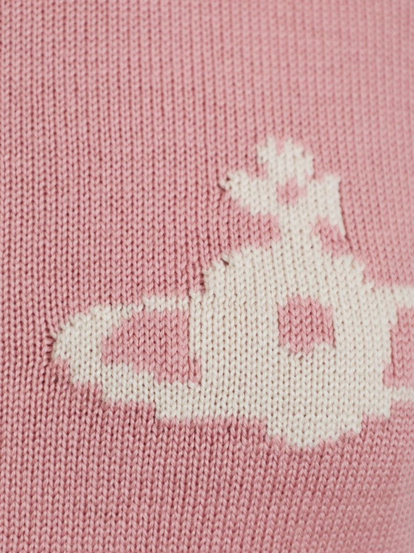 Vivienne Westwood Fitted Pink Knit Sweater With Ribbed Details