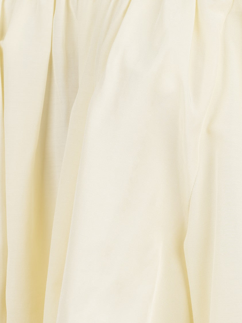 Forte Forte Ivory Off-The-Shoulder Taffeta Shirt With Puffed Sleeves
